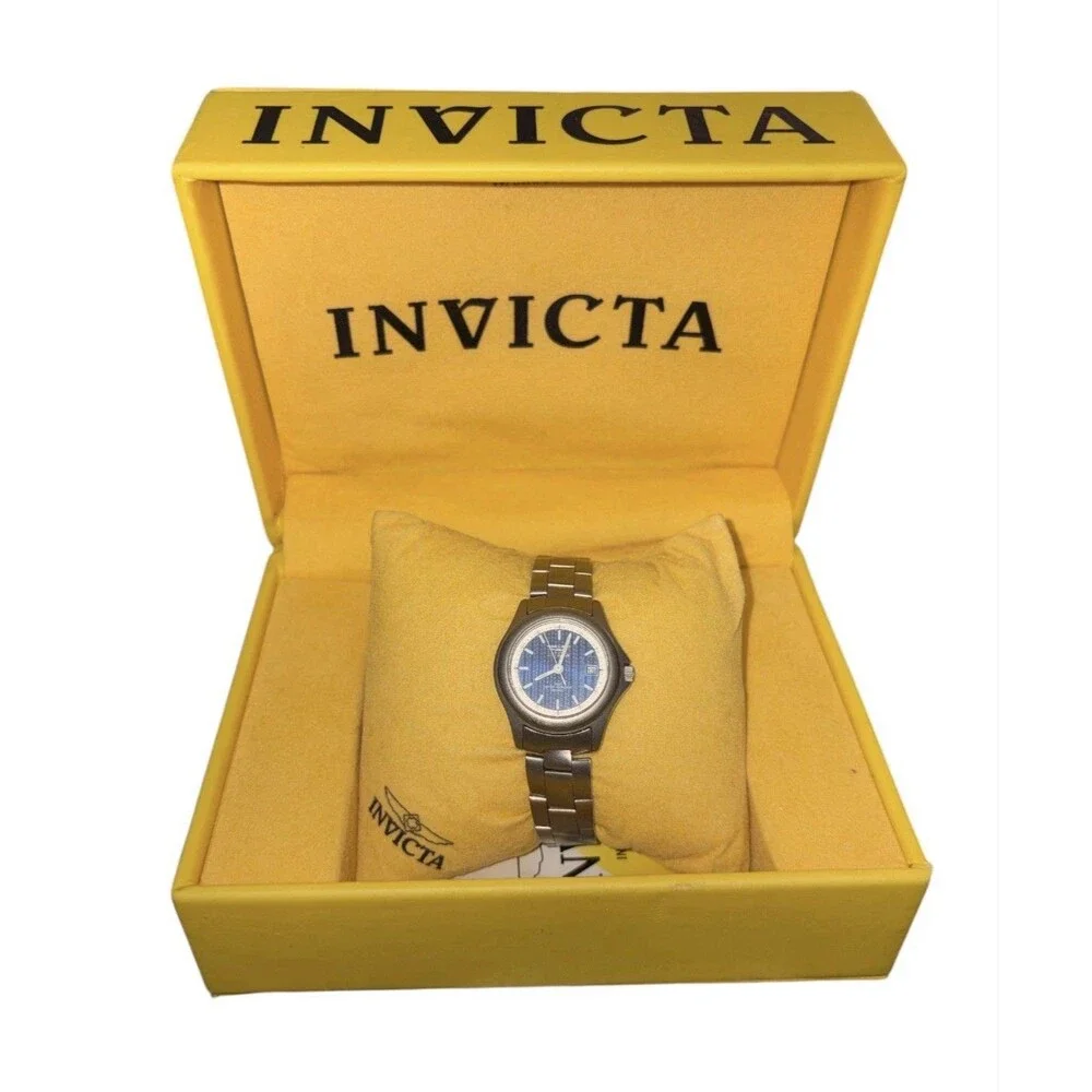 Invicta 9648 Women's Watch Silver Blue Dial Quartz 50M Water Resistant Needs Bat